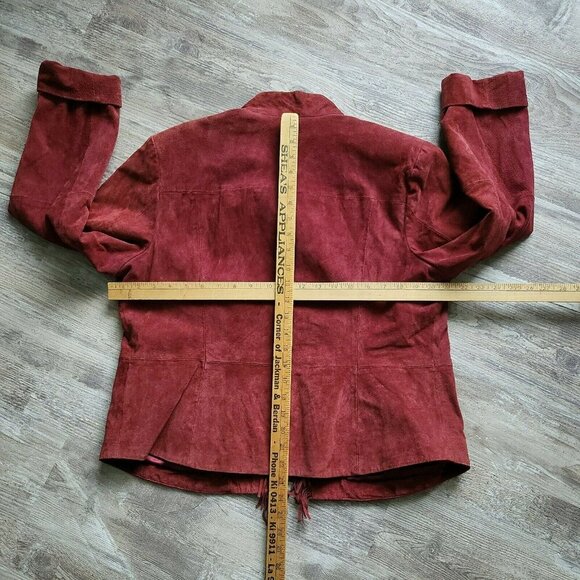 Pamela McCoy Womens Suede Leather Fringe Jacket Maroon Country Western Size L - Picture 8 of 11